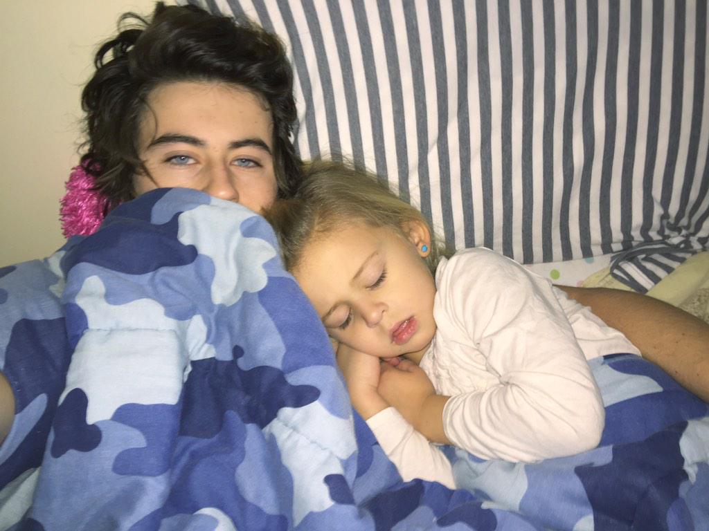 Nashgrier's tweet photo. She came into my room this morning &amp; woke me up just to fall back asleep 😒 http://t.co/6kDsA2U1xN
