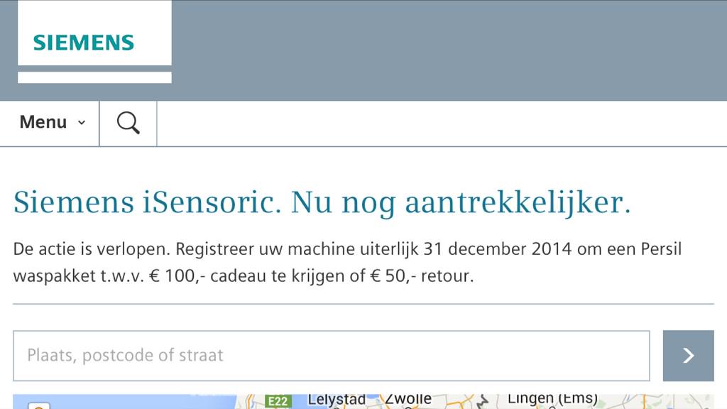 Koop ik een #Siemens met actie 100 euro wasmiddel erbij. Zegt site dat actie verlopen is. 2 wk voor de einddatum?
