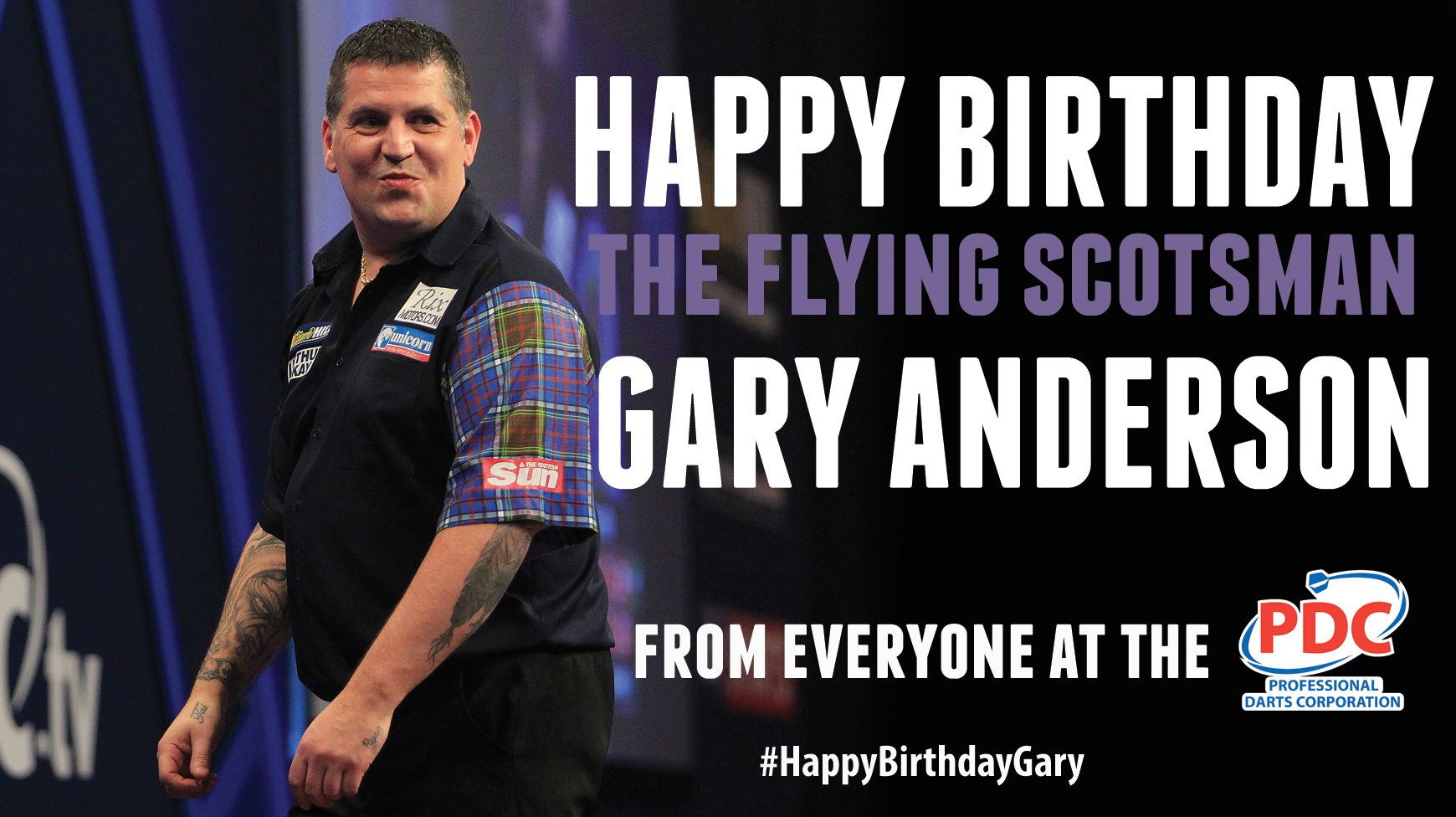 Happy Birthday to Gary Anderson from everyone at the PDC! Send your birthday messages using 