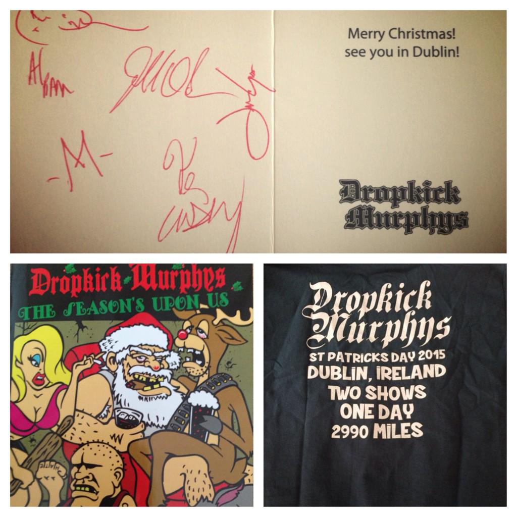 oseancity's tweet photo. Rec'd an awesome Xmas Card and shirt in the mail today! @DropkickMurphys #dublin #Christmas @DKMarmy http://t.co/iFYqVb1OuP