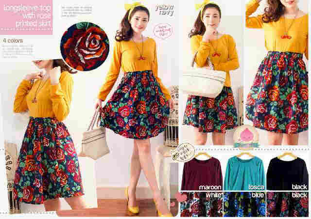 FirsthandGROSIR's tweet photo. FG224 @68rb - seri 4pc - Rosy Abstract set - fit to L - top spandeks rayon - skirt twiscone + furing + karet @IklanTM http://t.co/moki2h0dAJ