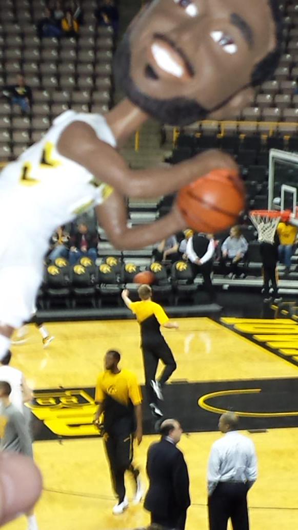 DportHawkiGirl's tweet photo. So Gabe bobblehead snuck by the real @agolaseni for the dunk. Thank goodness no other team can. #blockbeast http://t.co/AudIbObK5e