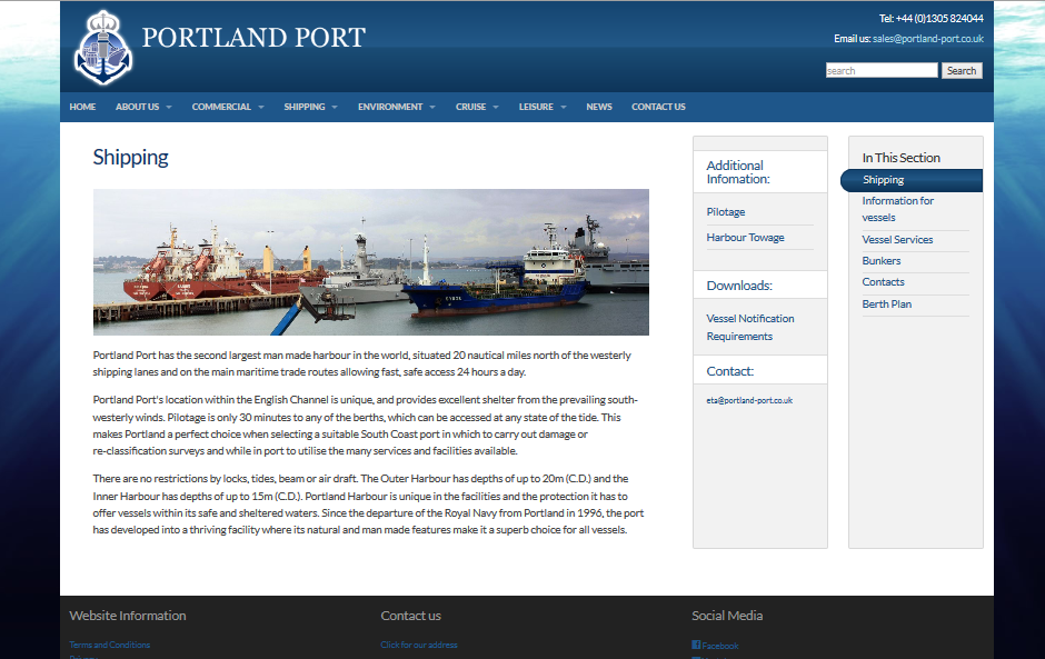 Portland Port's new website - relaunched in 2014 by Alacrify