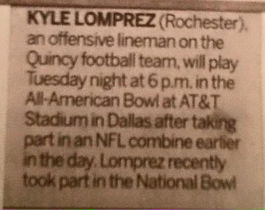 NelsonNellyfam5's tweet photo. QU Sr Kyle Lomprez and former Rochester Rocket to play in All-Star Game tomorrow in the Jerry Jones Dome! #BigKyle http://t.co/VaKt8AkSQ3