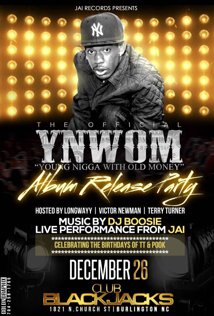 Jaidale's tweet photo. @2Tyme1 #YNWOM ALBUM RELEASE PARTY THIS FRIDAY @ BLACK JACKS 1821 N. CHURCH BURLINGTON NC http://t.co/KBRDKzwx6h