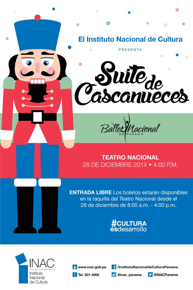 MiCulturaPma's tweet photo. Le invitamos el 28 de diciembre a ver al Ballet Nacional y la “Suite de Cascanueces” en el Teatro Nacional, 4:00 p.m. http://t.co/EmpxyXmV58