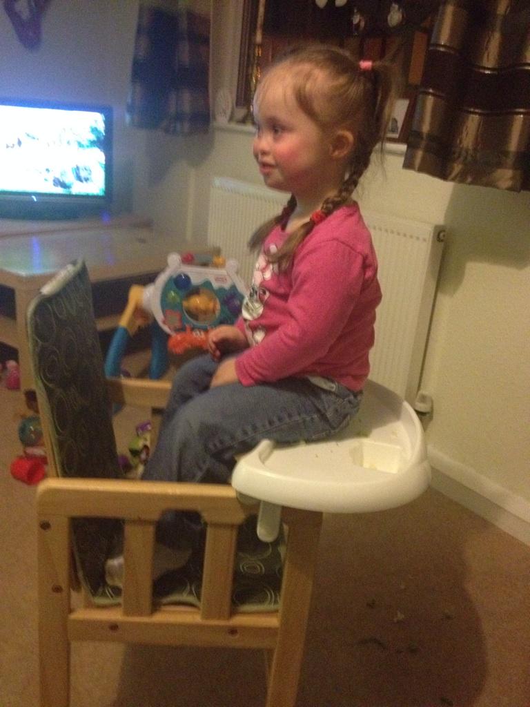 No mummy I am not sitting in my chair properly #cheekylittlelady