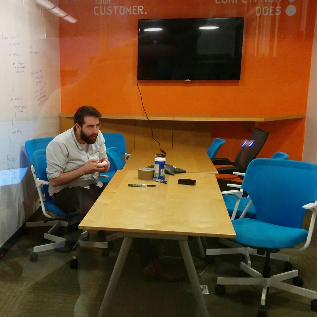 nomidevelopers's tweet photo. .@MaxPRafferty confines his drone chaos to the meeting room. Drone courtesy of @jsjohnst http://t.co/LV8BF4Voj6