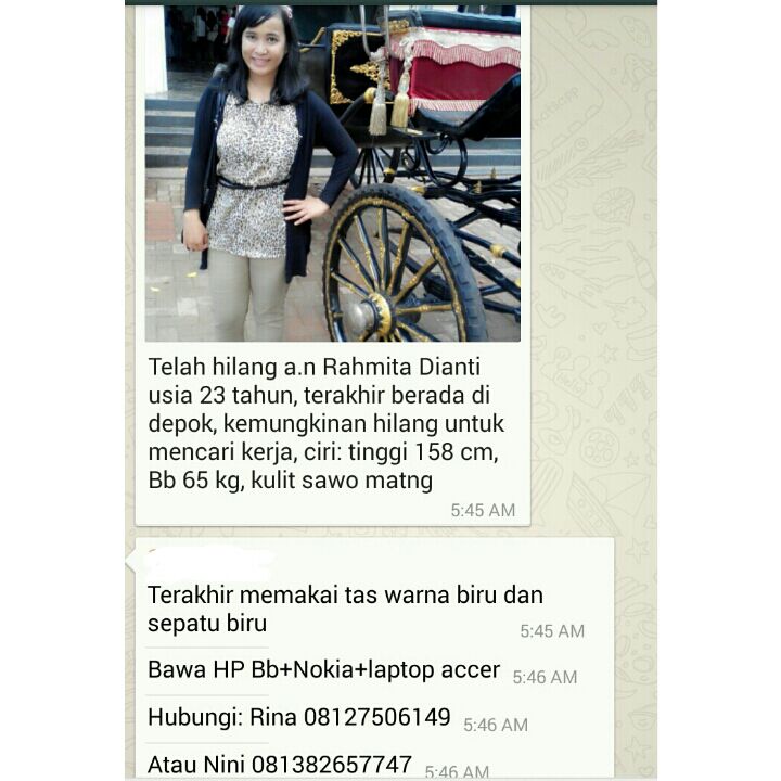 TMCPoldaMetro's tweet photo. 16:34 Telah hilang meninggalkan rumah Seorang perempuan, apbl melihat  hub. 021 52760770 (TMC) RT @restadepok http://t.co/rx8K1jMCds
