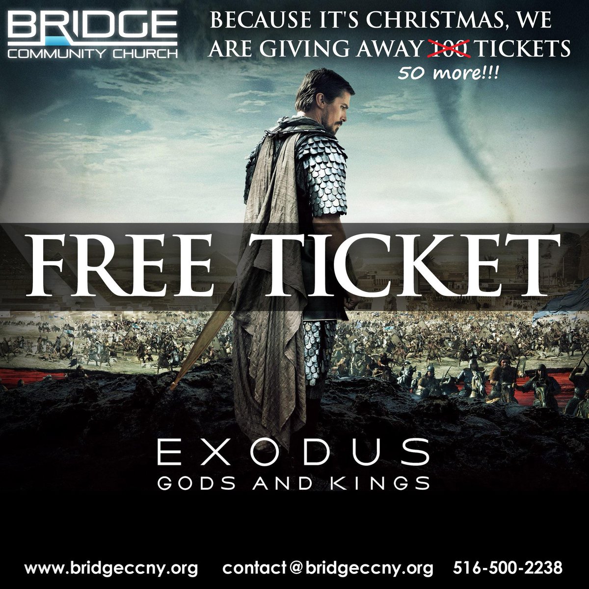 BridgeCCNY's tweet photo. 50 more tkts...Steps: Retweet, Email ur name to contact@bridgeccny.org &amp; Be at @AMC Raceway10, Westbury on 12/27 noon http://t.co/fvxuFX9Yc4