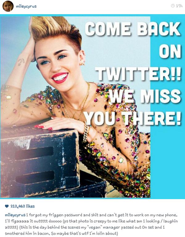 kepler2399's tweet photo. #welcomebackmiley !!!! I take it yiew remembered your password &amp; twitter works! 💖👅👅🍕🍕🍕👌 http://t.co/mnZBAdp93Q