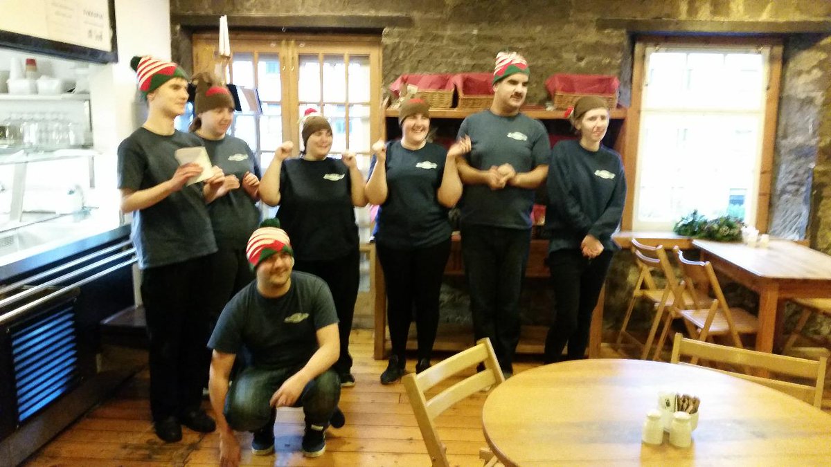 EngineShedEdin's tweet image. Merry Christmas from ES cafe team! Last day before shutdown - see you all 5th Jan at 10 am!  #Crimbohats