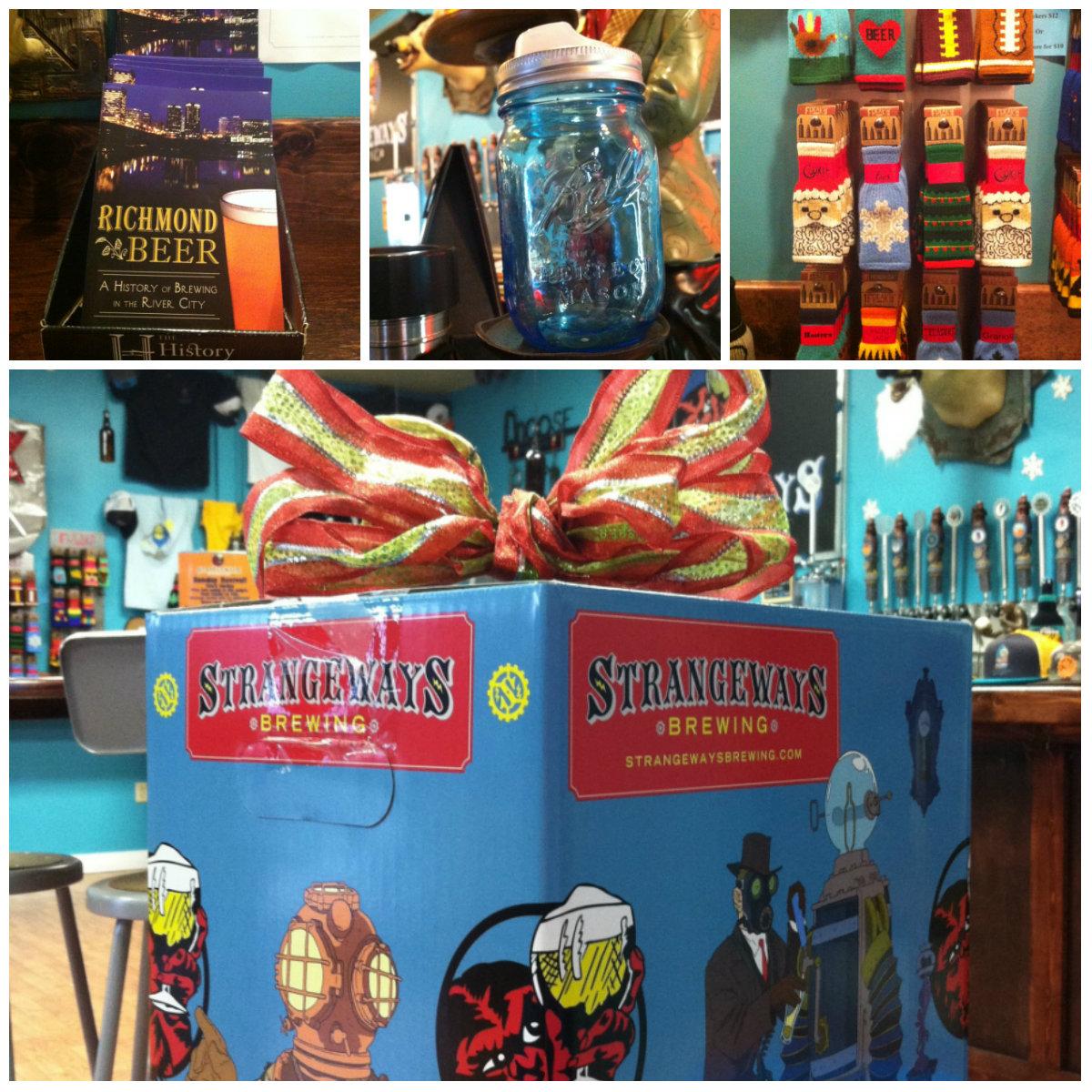StrangewaysRVA's tweet photo. Giveaway time! Like/RT by 11:59PM for a SW Gift Box w/ a holiday Freaker, mason jar&amp;cuppow lid, &amp; Richmond Beer book! http://t.co/0kzKnnXOXU