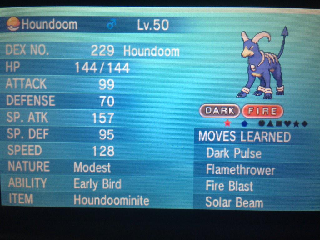 NormaniCorbae's tweet photo. Ga no.5:Shiny Houndoom
6Ivs 
Modest
Mega stone
Great moveset
Rt and follow :D http://t.co/T292UoVdKL