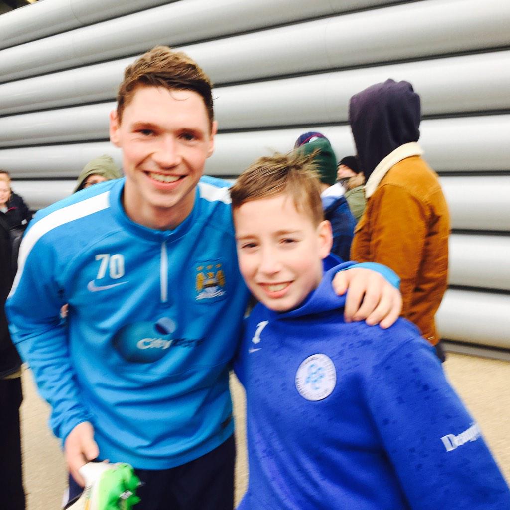 Liam meeting a former Cheadle & Gatley player today who was training with the first team.. All the best George #mcfc