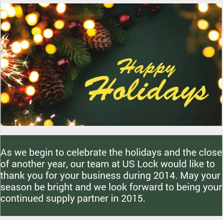 KeithUSLock's tweet image. On behalf of myself and #uslock, I want to wish everyone a happy and safe holiday season.