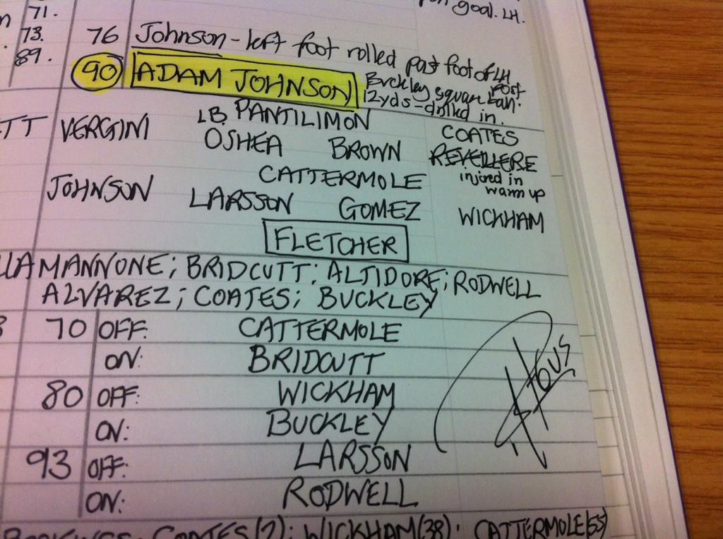 grauda's tweet image. “@Tweed_Barnesy: The hand of Gus. #safc http://t.co/ydacYic2an”   @_LeFier  check this guy notes' out