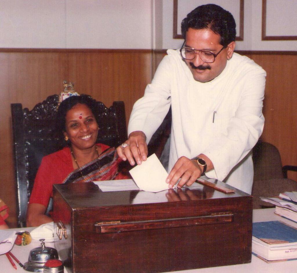 misecretary's tweet image. Sweet Memory :MI Patel congress candidate for Chairmanship of Education Committee of Mun Corp of Greater Mumbai voted