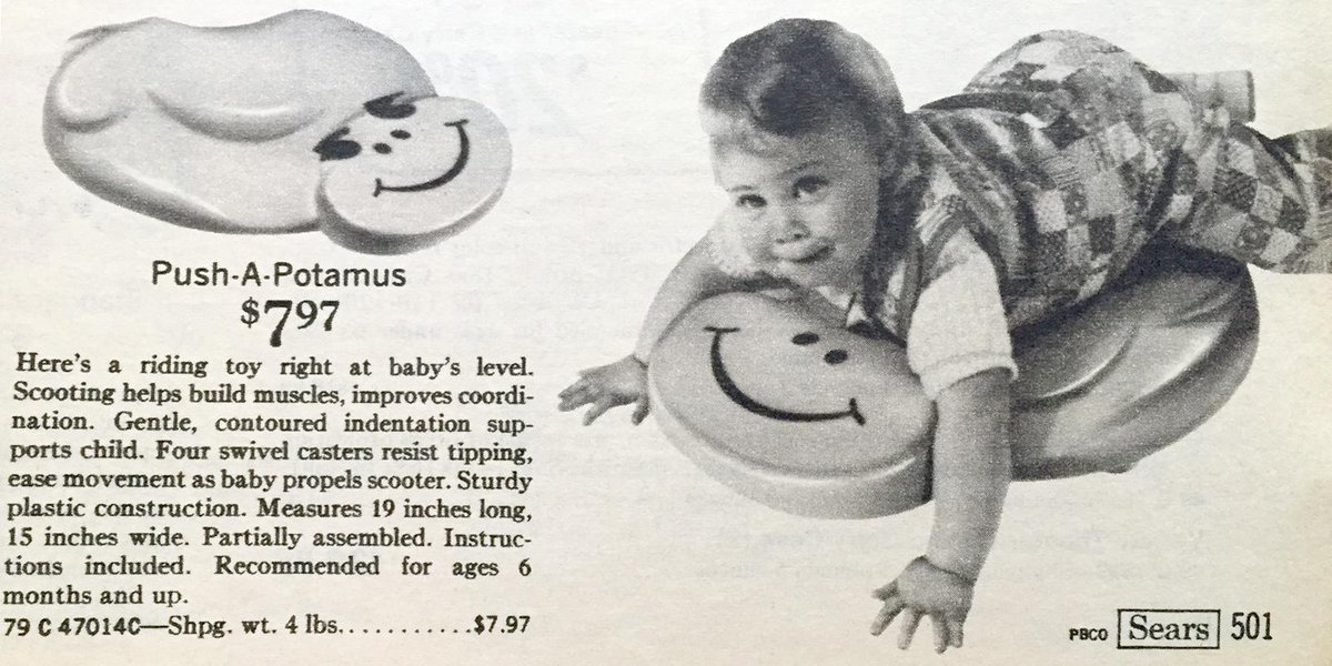 1975Sears's tweet photo. Page 501, Push-A-Potamus ($7.97, sturdy plastic construction) #searslife http://t.co/ddMeNSE25Z