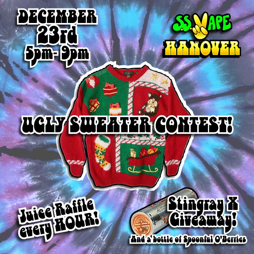 SSVape's tweet image. We&apos;ll be in Hanover tonight with Ugly #Christmas Sweaters on tonight! 
#pavapers #mdvapers #vapers #vapelife