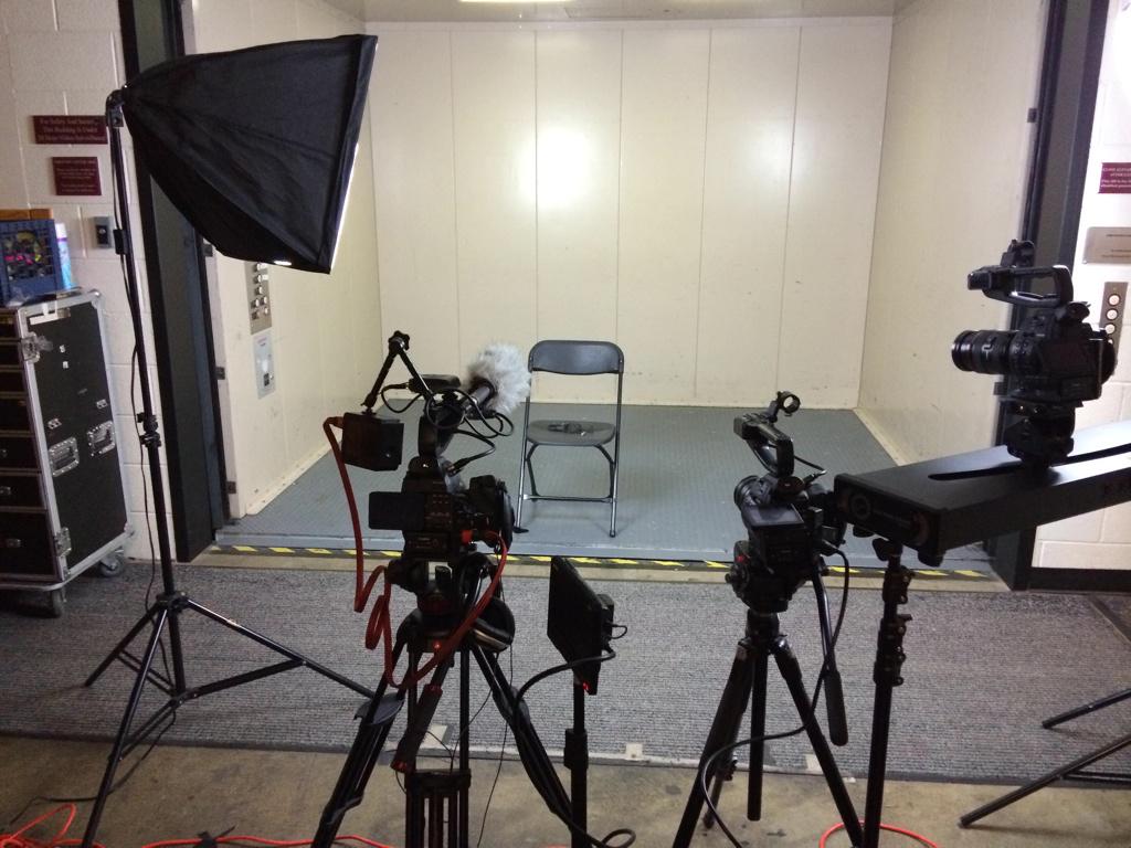 roundtreemedia's tweet photo. Filming dancers for @OdysseyDance with 3 @CanonUSAimaging C100s 1 @Blackmagic_BMD URSA and @redrockmicro OMC http://t.co/A2piyFE51R