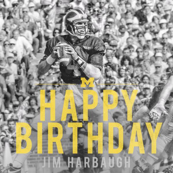 Michigan Football wished Jim Harbaugh a happy birthday on message.  (via 