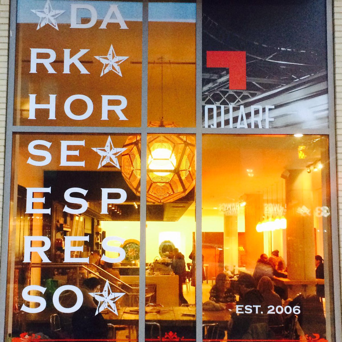 KlausNienkamper's tweet image. @TomDixonStudio's #punchball pendant in the front window of the new @darkhorsecafe, Queen Street E. #klausn