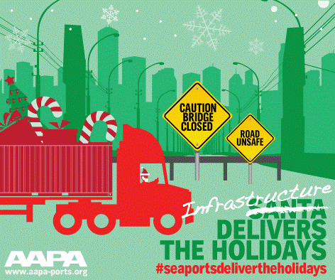 AAPASeaports's tweet photo. Santa needs help delivering all of those presents #infrastructuredelivers, #seaportsdeliver http://t.co/gbM93NBtum