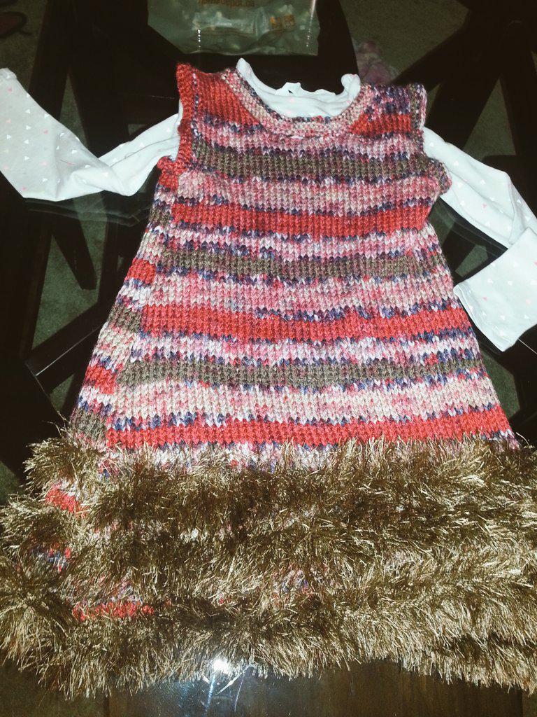 AKasparian's tweet photo. Just in time for Christmas. Finished the tunic from @LionBrandYarn for granddaughter. Super easy and super cute. http://t.co/ybkvlO0rZg