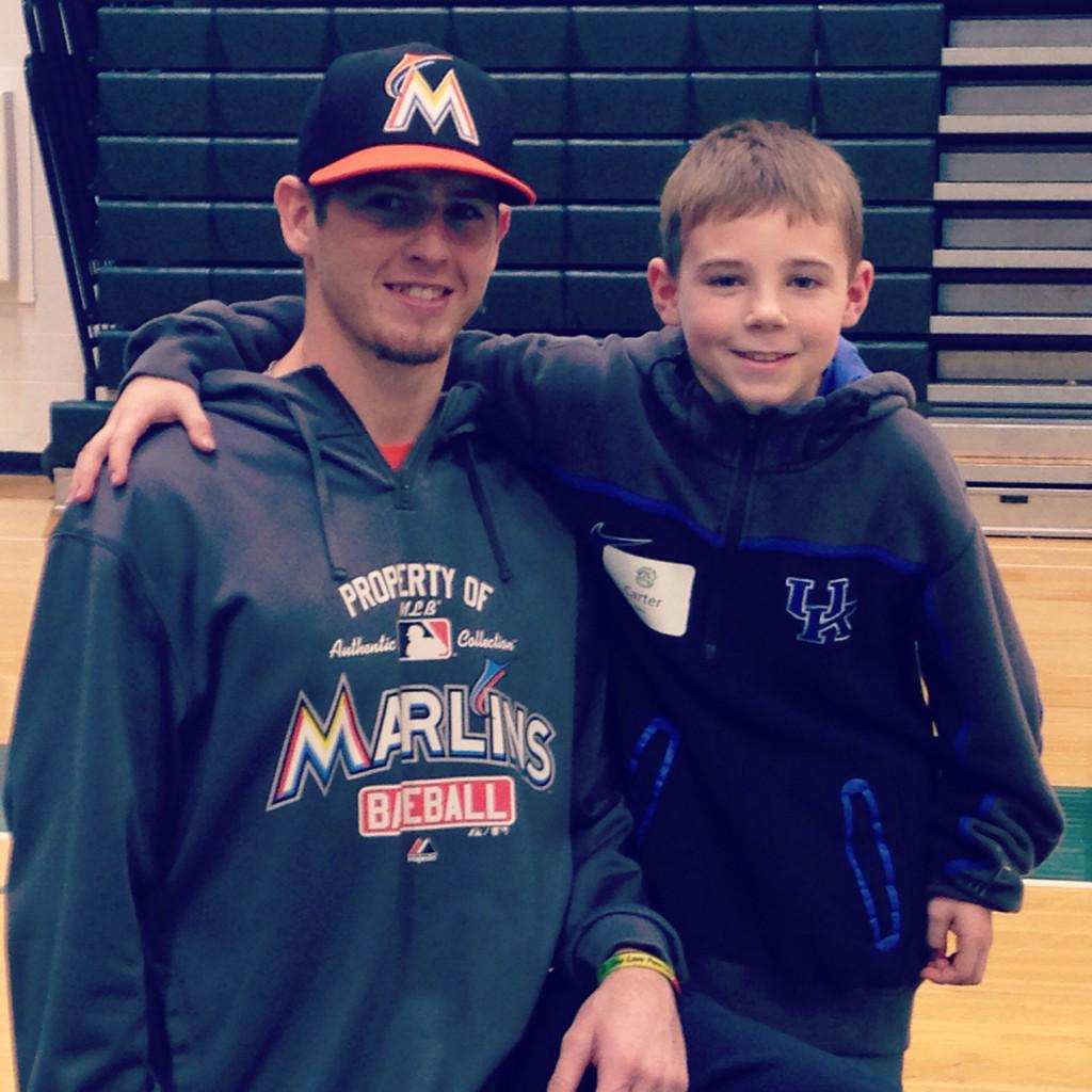 CRothKY's tweet photo. Carter's new fav baseball player #MiamiMarlins #jtriddle #whhsbaseballcamp http://t.co/gWZ1ilYEXV
