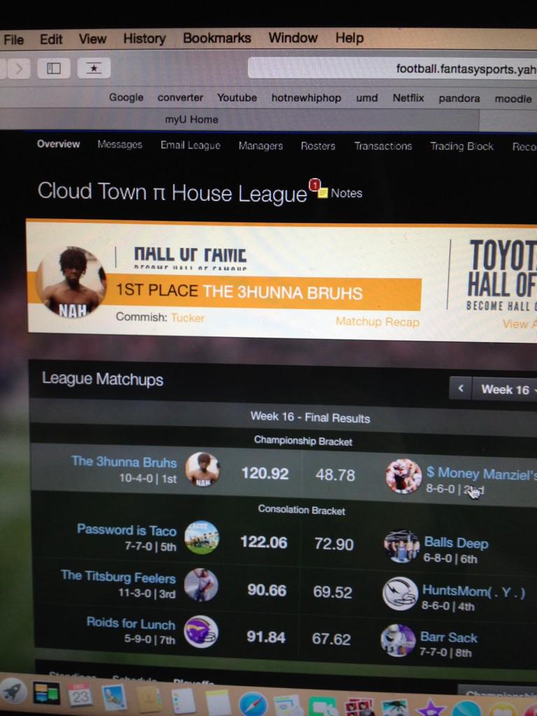 TuckerIsaacson's tweet photo. I am the champion. #bruh #fantasymaster #guru http://t.co/r6VGhEJHxI