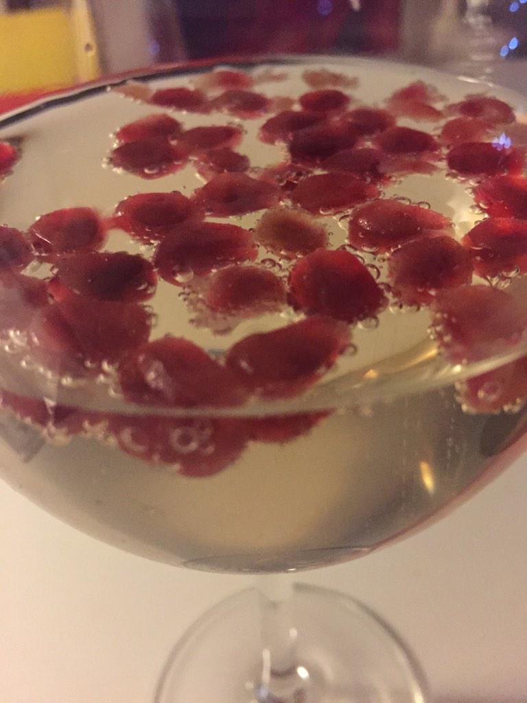 Got pomegranate in my prosecco because it's XMAS innit