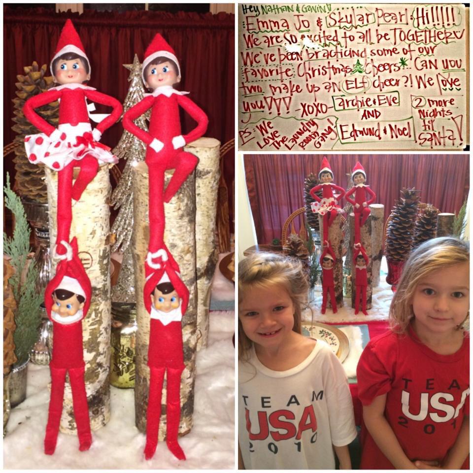 totalcheermove's tweet photo. These Elves on the Shelf are full of "holiday cheer!" TCM. #totalcheermove. http://t.co/9tCEDVMvy6
