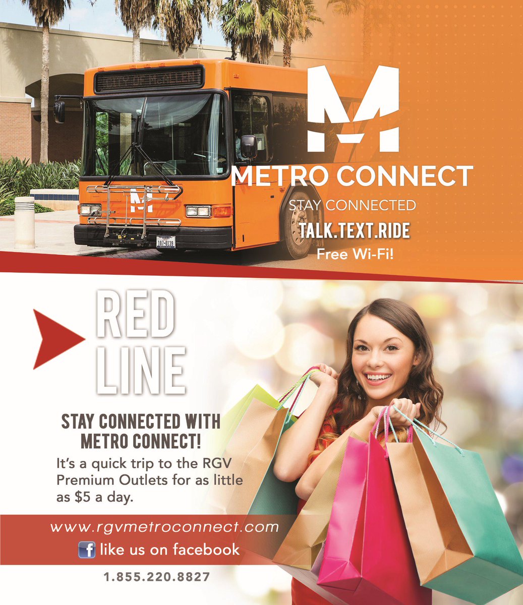 RgvMetroConnect's tweet photo. Redline will take you to #rgvpremiumoutlets for $5 a day. #stayconnected #holidayshopping #nohassleparking http://t.co/EoYXiyP1ch