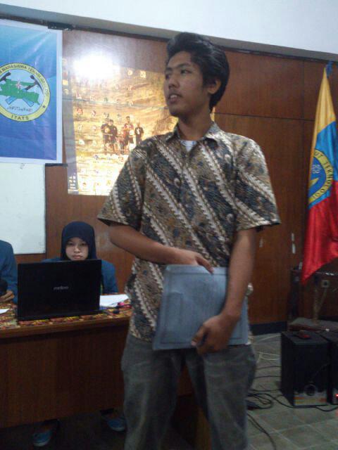 Pemberian Pidato pertama oleh Panji Prasetyo, Ketua Himpunan terpilih untuk periode 2014-2015