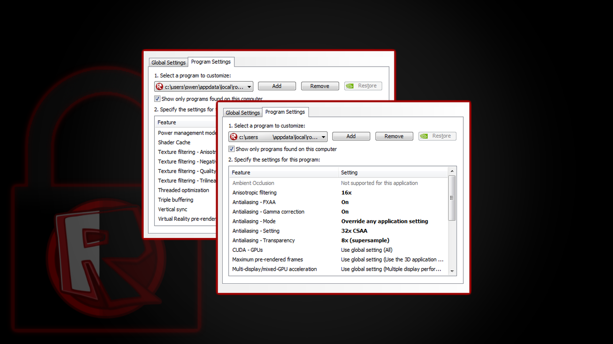 Roblox Secrets On Twitter If You Have An Nvidia Graphics Card You Can Activate Hidden Graphics Settings In The Nvidia Control Panel Http T Co Nqc7fhcfam - roblox parent control panel