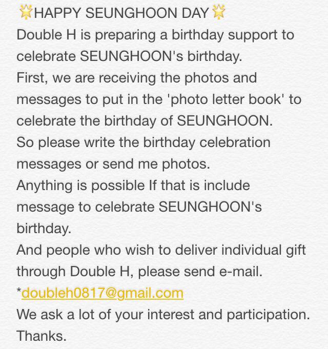 hoonam0817's tweet photo. 🌟HAPPY SEUNGHOON DAY🌟
     2015년 승훈이의 생일을 축하해주세요
     많은참여바랍니다! #위너 #이승훈 
     doubleh0817@gmail.com http://t.co/s8FPXQFRWO