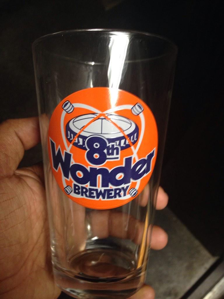 This is the glass we're giving away and they will go fast. Better get here soon!! @8thWonderBrew