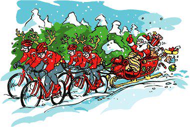 BikeRoar's tweet photo. Santa replaces #reindeer with #cyclists to pull his #sleigh. #bicycling #cycling #hohoho #merrychristmas #ondasher http://t.co/kkNWrnAgXo
