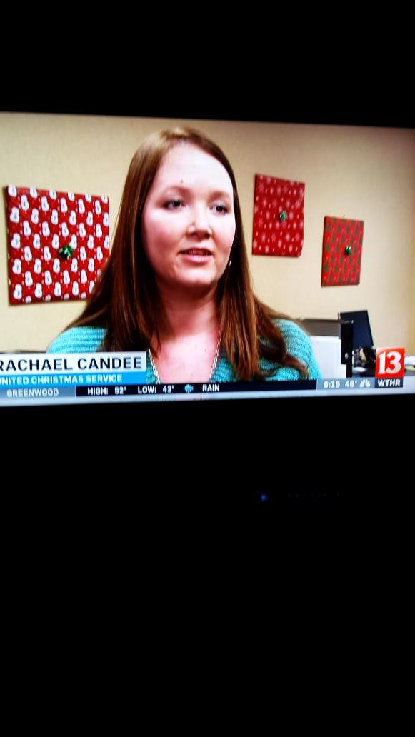 MilitaryMedium's tweet photo. Happy to see friend Rachel Candee on @WTHRcom tonight in story about United Christmas Service @uwci! @CIAVATweets http://t.co/hQIz4yE8Xz