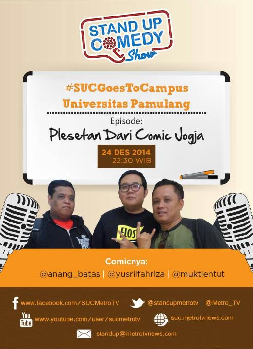 UNPAM_StandUp's tweet photo. Nanti malem @standupmetrotv bakal nyiarin waktu taping di UNPAM loh, nnt ya!!! Cc. @Forum_Unpam @Info_UNPAM http://t.co/edDj5BDF9u