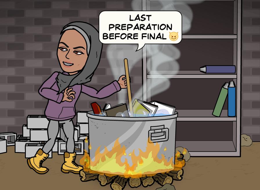 asmatirah's tweet image. Asma&apos; is cooking the books. #finalexamtips