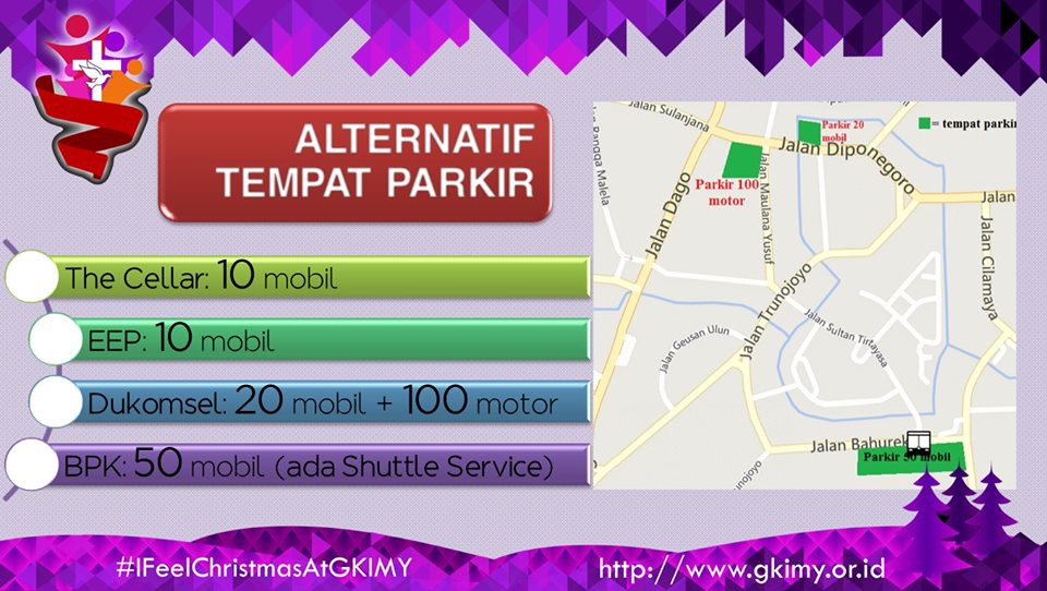 gkimy20's tweet photo. Alternatif parkir, KhUsuS Kebaktian Malam Natal @gkimy20 (termasuk Shuttle Service) cc:@InfoGerejaBdg http://t.co/CpjNDy0GOK