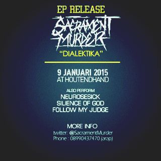 COIDHOLOCAUST's tweet photo. 09 | 01| 2015 @NeurosesicK_MLG akn begidakan di launching EP @SacramentMurder  jam 19.00 wib at @houtenhand gasss... http://t.co/YMACDjro8d