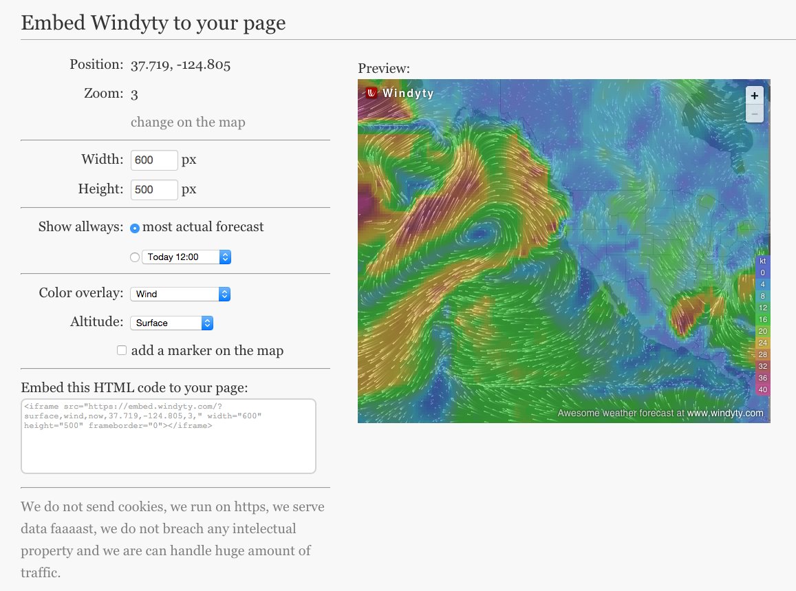 Windy on Twitter "Like Windyty? Now you can embed Windyty to your web