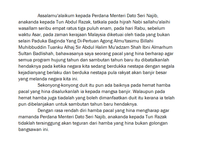 sicfallacy's tweet photo. Tweet terus kang orang kata biadab pulak buat PM macam member sendiri, ni ha aku tulis surat kepada @NajibRazak: http://t.co/j2xAXqPo5D