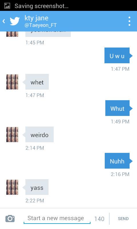 wowkhy's tweet photo. This is the weirdestest conversation of the weirdest ones done by weirdestestests. @Taeyeon_FT http://t.co/l9NYkdkiVk