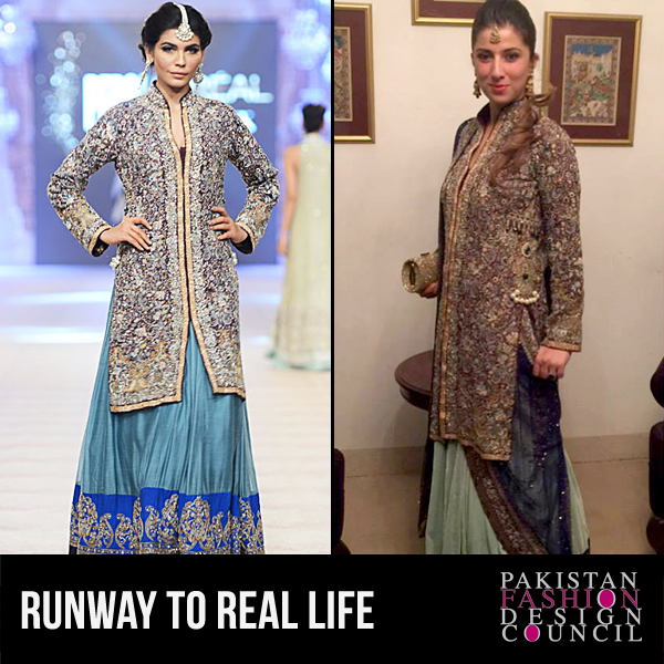 PFDCOfficial's tweet photo. Sana Shehzad looking stunning in a @NidaAzwer handcrafted achkan from #PLBW2014 formal collection. #runwaytoreallife http://t.co/Ou0WP3LJms