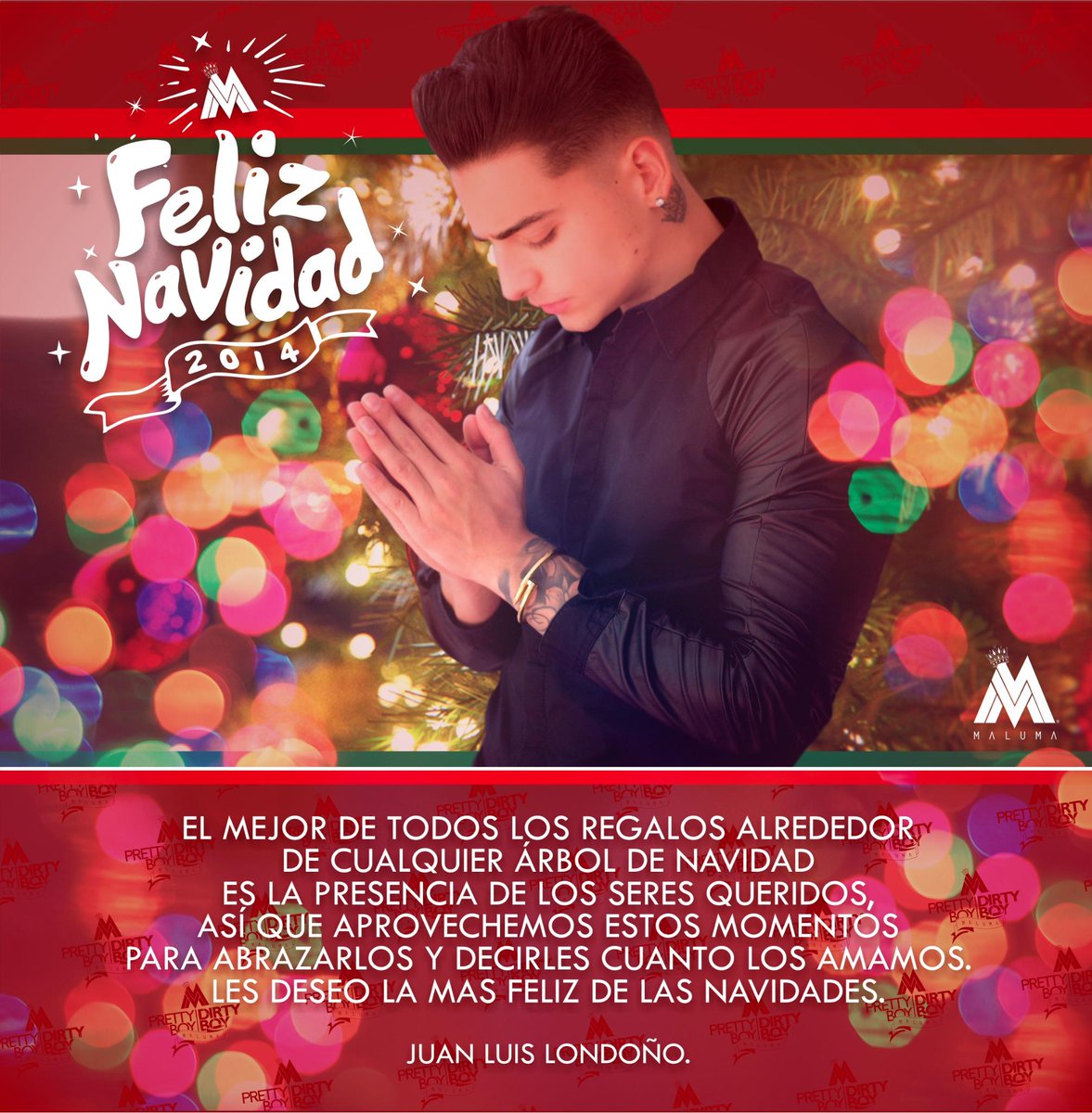 maluma's tweet photo. Feliz Navidad para todos.... y que reciban muchos regalos. #PBDB http://t.co/D527OH028a