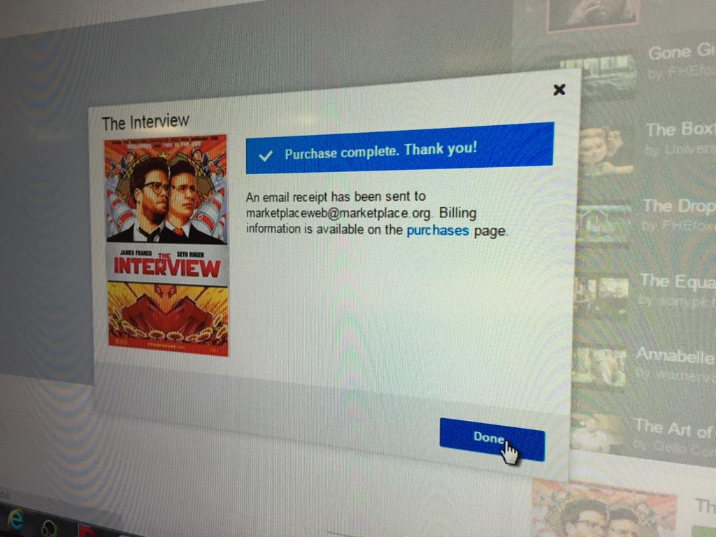 Purchased for a grand total of $16.13, we are about to watch #TheInterview on YouTube